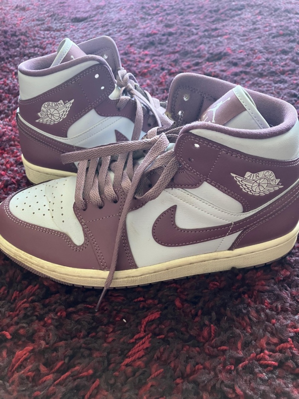 Nike Air Jordan Mid-Top Sneakers in Lavender and White